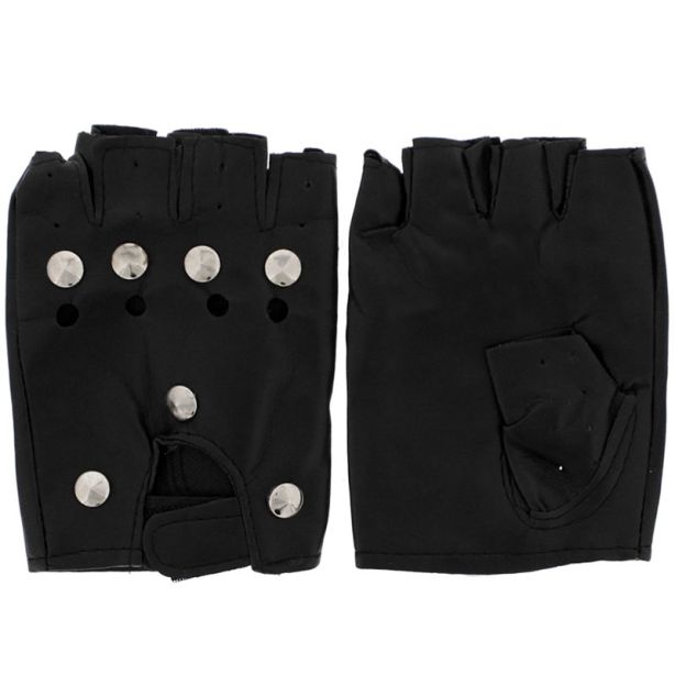 Wholesale Conical Studded Fingerless Gloves - M