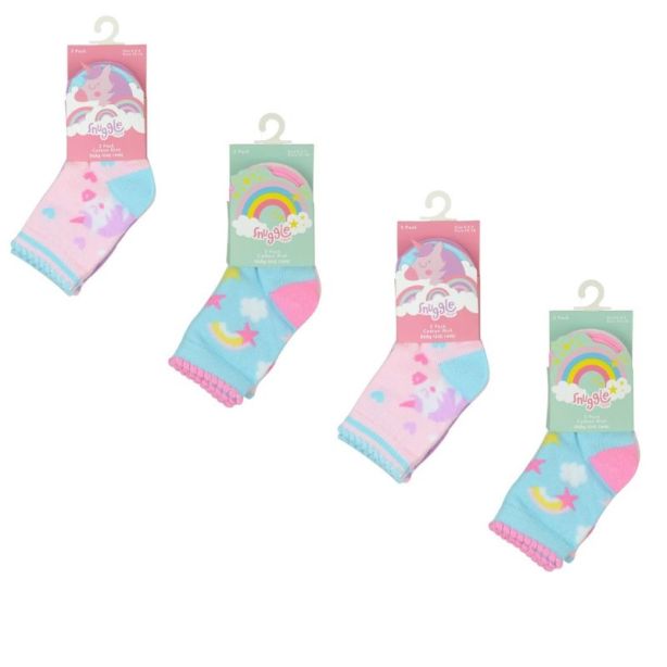 Baby Girls Rainbow & Unicorn Design Socks(3 Pair Pack) - Assorted 