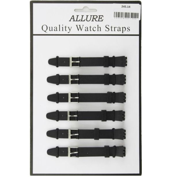 wholesale  Allure Rubber Watch Straps - Black - 14mm 