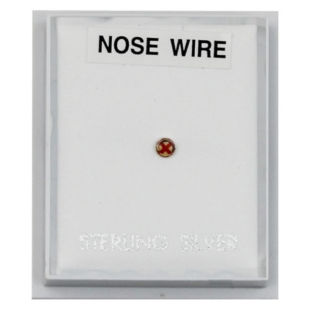 Sterling Silver 3mm England Flag Design Nose Wire 