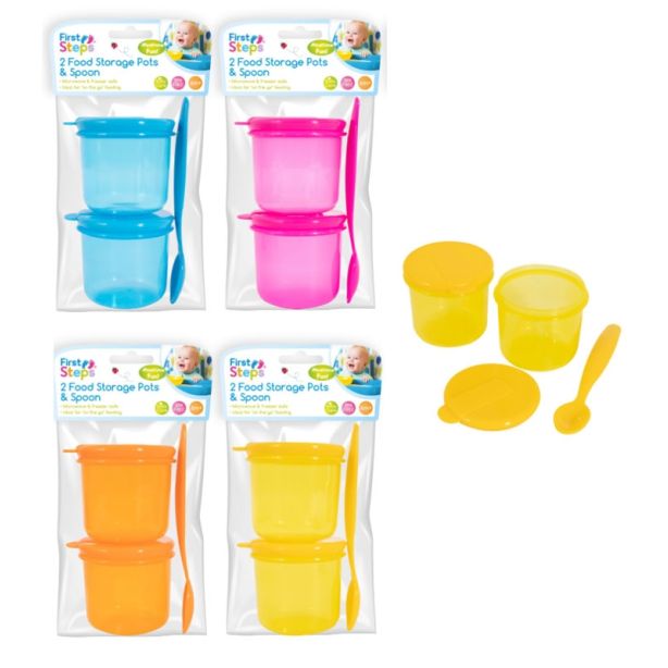 First Steps 2 Food Storage Pots & Spoons - Assorted Colours 