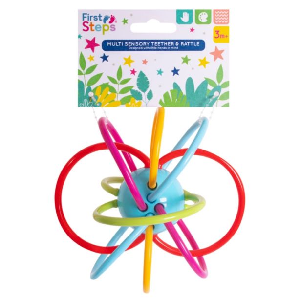First Steps Multicoloured Sensory Teether & Rattle 