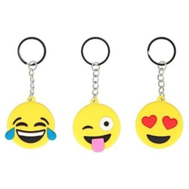 Yellow Smile Face Keychains 12-Pack (5cm) - Assorted Designs