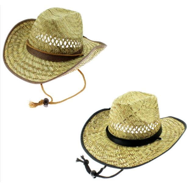 Wholesale Men’s Cowboy Straw Hat - Assorted Colours & Sizes