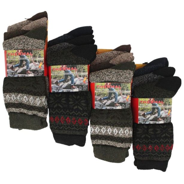 Men's Wool Blend Thermal Boot Socks - Assorted 