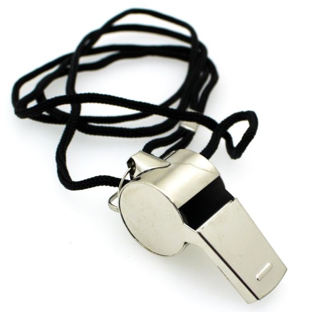 Multi Purpose Key Ring Whistle on Black Cord