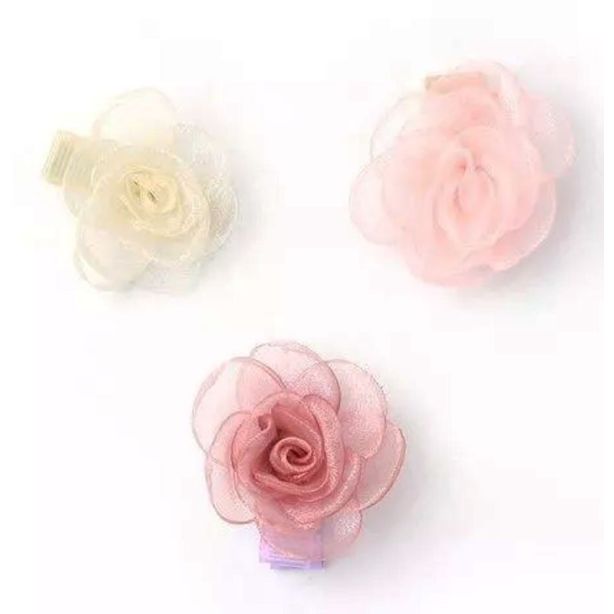 Organza Fabric Rose On A 3.5cm Fork Clip
