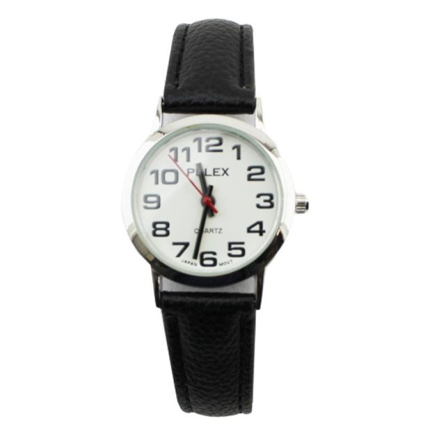 Wholesale Pelex Ladies Classic Round Dial Leather Strap Watch - Black/Silver