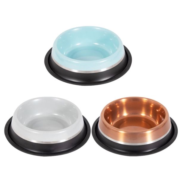 Stainless Steel Stripe Design Pet Bowls 23cm - Assorted 