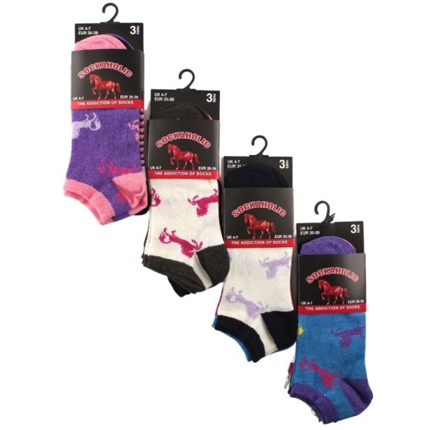 Wholesale Teenage Girls Unicorn Design Socks (3 Pair Pack) - Asst 
