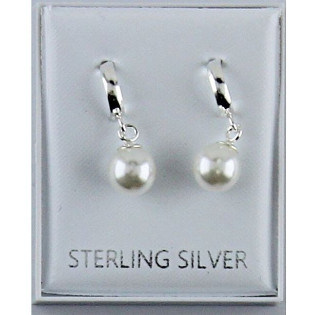Wholesale Sterling Silver Pearl Droppers Earrings (15mm)