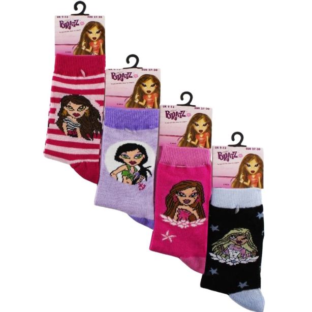 Wholesale Girl's Bratz Characters Socks (1 Pair Pack) - Asst. (UK 9-12)