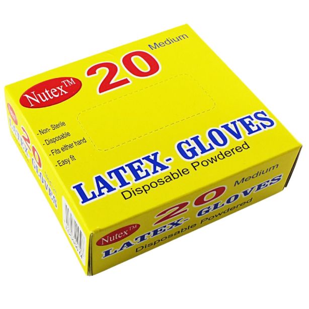 Wholesale Nutex Disposable Powdered Latex Gloves - Medium (20)