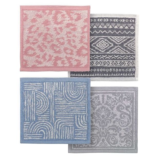 Wholesale 100% Egyptian Cotton Jacquard Face Cloths On Trend Design  - Assorted 