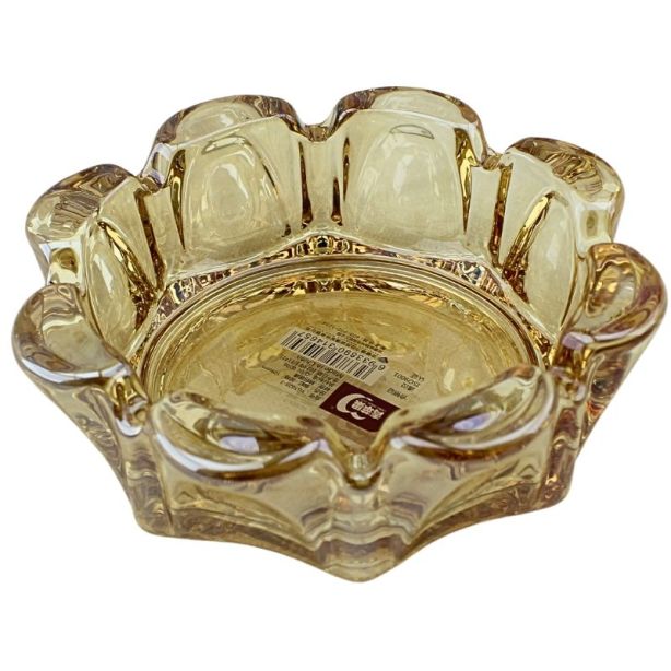 Wholesale Deli Glassware Round Gold Glass Ashtray - 11cm