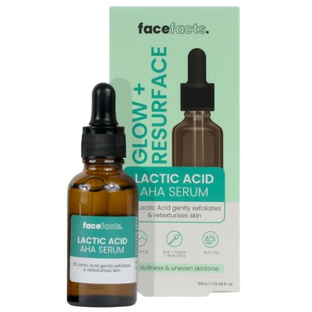 Wholesale Face Facts Glow + Resurance Lactic Acid Aha Serum 30ml