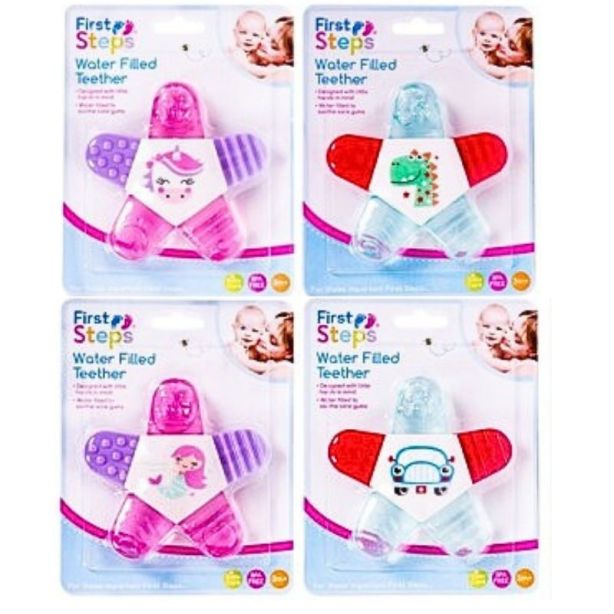 Wholesale First Steps Water Filled & Soft Texture Baby Teether - Assorted Colours 