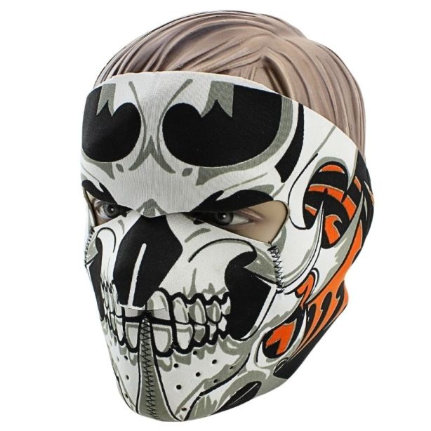 Wholesale Reusable Face Covering Skull Mask - White & Grey