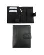 Genuine Leather RFID Trifold Vertical Wallet with Stud Closure- Black 