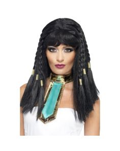 Braided Cleopatra Wig With Gold Trim - Black