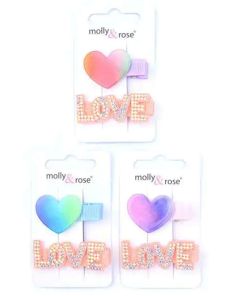 Wholesale Card Of 2 Heart And Love Hair Clips