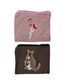 Wholesale Cotton fabric animal motif purse 11x8cm