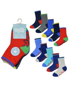 Baby Boys Heel & Toe Socks With Grippers(5 Pair Pack) - Assorted 