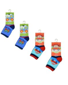 Wholesale Baby Boy's Cars/Trucks Design Socks(3 Pair Pack) - Assorted 