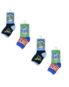 Wholesale Baby Boys Monster/Dino Design Socks (3 Pair Pack) - Asst.