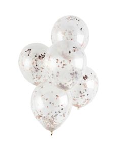 Confetti Balloons 5pcs - Rose Gold 
