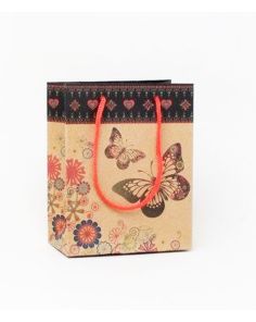 Wholesale Butterfly & Floral Print Gift Bag - 14.5x11.5x6cm