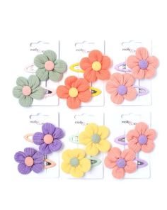 Card Of 2 Fabric Flower Sleepies 5cm