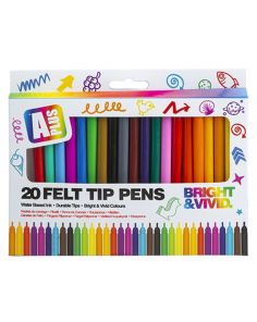 Bright & Vivid Felt Tip Pens - Pack of 20