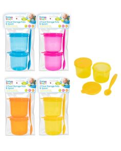 First Steps 2 Food Storage Pots & Spoons - Assorted Colours 