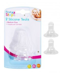 First Steps Baby Bottle Silicon Teats (Pack of 2)