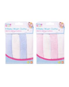 First Steps Baby Wash Clothes - Assorted Colours (Pack of 4)