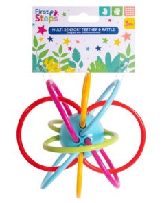 First Steps Multicoloured Sensory Teether & Rattle 