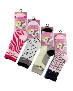 Wholesale Girls Kitty Cat Design Socks (3 Pair Pack) - Asst. (UK - 6-8.5)