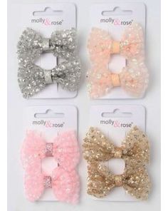Wholesale Glitter Bow Clips (Pack of 2) - Assorted Colours 