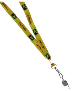 Silver Whistle With Lanyard - Guyana Flag Design