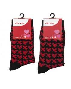 Adults Heart & Kisses Design Socks(1 Pair Pack) - Assorted Sizes 