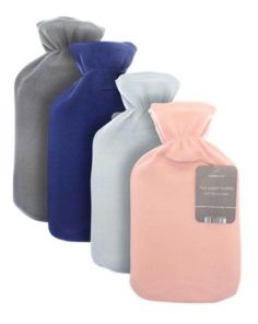 Hot Water Bottles With Plain Fleece Covers - Assorted Colours 