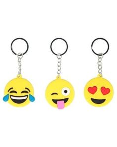Yellow Smile Face Keychains 12-Pack (5cm) - Assorted Designs