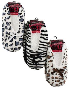 Ladies Animal Design Slippers With Gripper