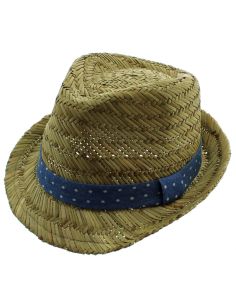 Men's Trilby Hat with Blue Polka Dot Band
