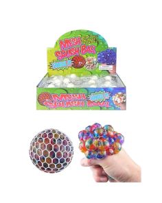 Mesh Squeeze Ball with Beads (7cm) - Assorted Colours