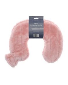 Neck Hot Water Bottles with Luxury Faux Fur Cover - Blush Pink