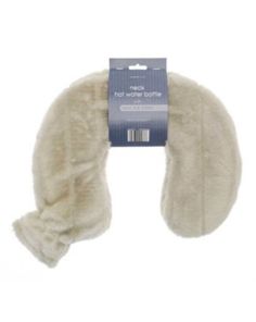 Neck Hot Water Bottles with Luxury Faux Fur Cover - Natural Stone