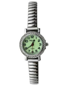Wholesale Pelex Ladies Glow in The Dark Metal Expander Strap Watch - Silver