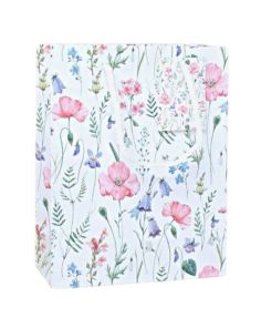Wholesale Pretty Floral Print Gift Bag White - 23x18x8cm 